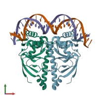PDB entry 4i2o coloured by chain, front view.