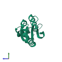 PDB entry 4i2t coloured by chain, side view.