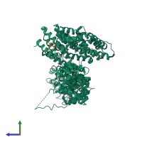 PDB entry 4i2w coloured by chain, side view.