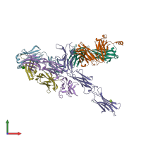 PDB entry 4i2x coloured by chain, front view.