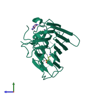 PDB entry 4i30 coloured by chain, side view.