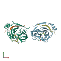 PDB entry 4i31 coloured by chain, front view.