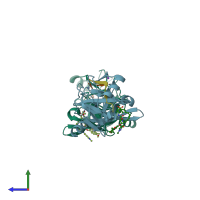 PDB entry 4i33 coloured by chain, side view.