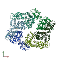 PDB entry 4i34 coloured by chain, front view.