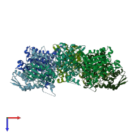 PDB entry 4i34 coloured by chain, top view.