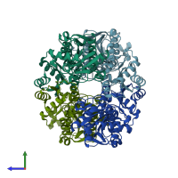 PDB entry 4i36 coloured by chain, side view.