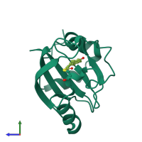 PDB entry 4i39 coloured by chain, side view.