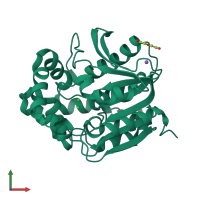 PDB entry 4i3f coloured by chain, front view.