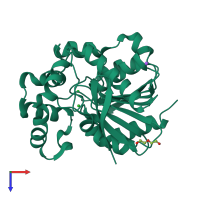 PDB entry 4i3f coloured by chain, top view.