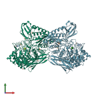 PDB entry 4i3g coloured by chain, front view.