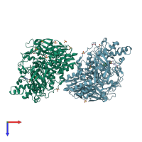 PDB entry 4i3g coloured by chain, top view.