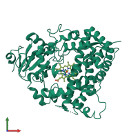 PDB entry 4i3q coloured by chain, front view.