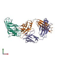 PDB entry 4i3s coloured by chain, front view.