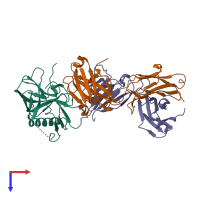 PDB entry 4i3s coloured by chain, top view.