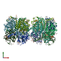 PDB entry 4i42 coloured by chain, front view.
