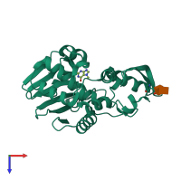 PDB entry 4i47 coloured by chain, top view.