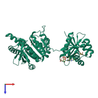 PDB entry 4i49 coloured by chain, top view.