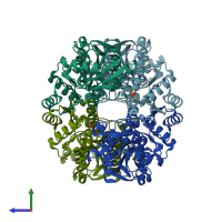 PDB entry 4i4i coloured by chain, side view.
