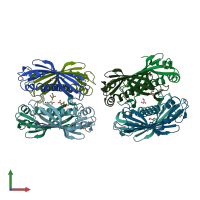PDB entry 4i4j coloured by chain, front view.