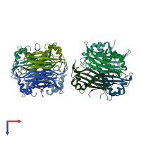 PDB entry 4i4j coloured by chain, top view.