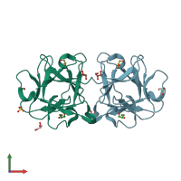 PDB entry 4i4o coloured by chain, front view.