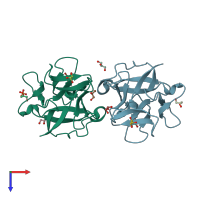 PDB entry 4i4o coloured by chain, top view.