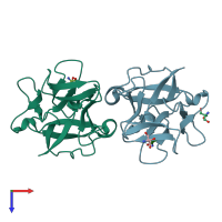 PDB entry 4i4p coloured by chain, top view.