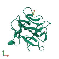 PDB entry 4i4q coloured by chain, front view.