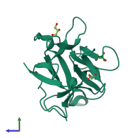 PDB entry 4i4q coloured by chain, side view.