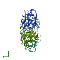 PDB entry 4i4r coloured by chain, side view.