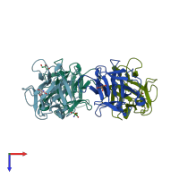 PDB entry 4i4r coloured by chain, top view.