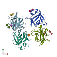 PDB entry 4i4x coloured by chain, front view.
