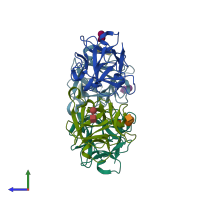 PDB entry 4i4x coloured by chain, side view.