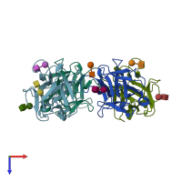 PDB entry 4i4x coloured by chain, top view.