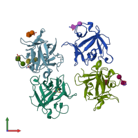 PDB entry 4i4y coloured by chain, front view.