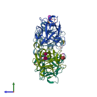 PDB entry 4i4y coloured by chain, side view.