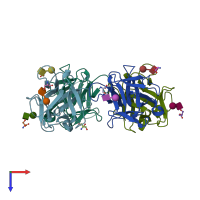 PDB entry 4i4y coloured by chain, top view.