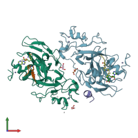 PDB entry 4i51 coloured by chain, front view.