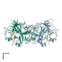 PDB entry 4i51 coloured by chain, top view.