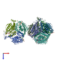 PDB entry 4i52 coloured by chain, top view.