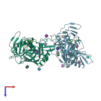 PDB entry 4i54 coloured by chain, top view.