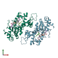 PDB entry 4i5i coloured by chain, front view.