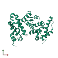 PDB entry 4i5j coloured by chain, front view.