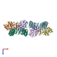 PDB entry 4i5l coloured by chain, top view.