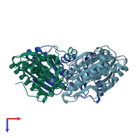 PDB entry 4i61 coloured by chain, top view.