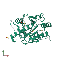 PDB entry 4i66 coloured by chain, front view.