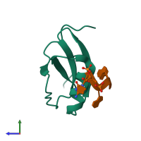 Hetero dimeric assembly 1 of PDB entry 4i67 coloured by chemically distinct molecules, side view.