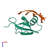 Hetero dimeric assembly 1 of PDB entry 4i67 coloured by chemically distinct molecules, top view.
