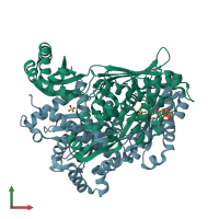PDB entry 4i6a coloured by chain, front view.
