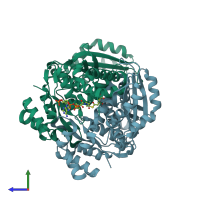 PDB entry 4i6a coloured by chain, side view.